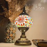 ''Rode Zon'' Handgemaakte Mozaïek Tafellamp