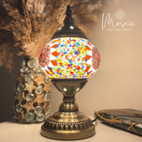 ''Rode Zon'' Handgemaakte Mozaïek Tafellamp