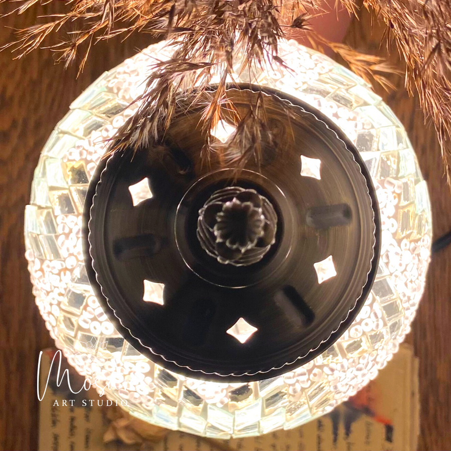 ''Zilveren Ster'' Handgemaakte Mozaïek Tafellamp