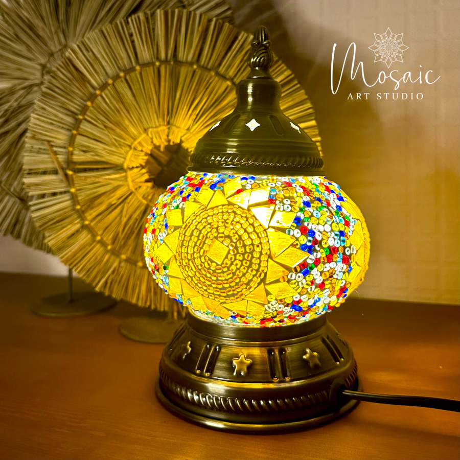 "Zonnebloem" Handgemaakte Mozaïek Mini Tafellamp